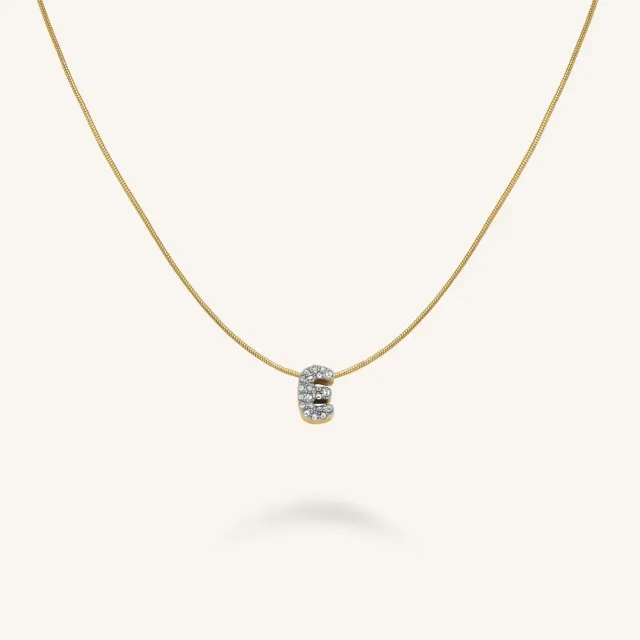 Rosefield Crystal Letter E Necklace halskjede E gullfarget