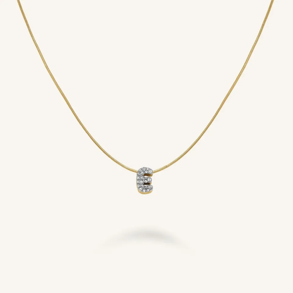 Rosefield Crystal Letter E Necklace halskjede E gullfarget