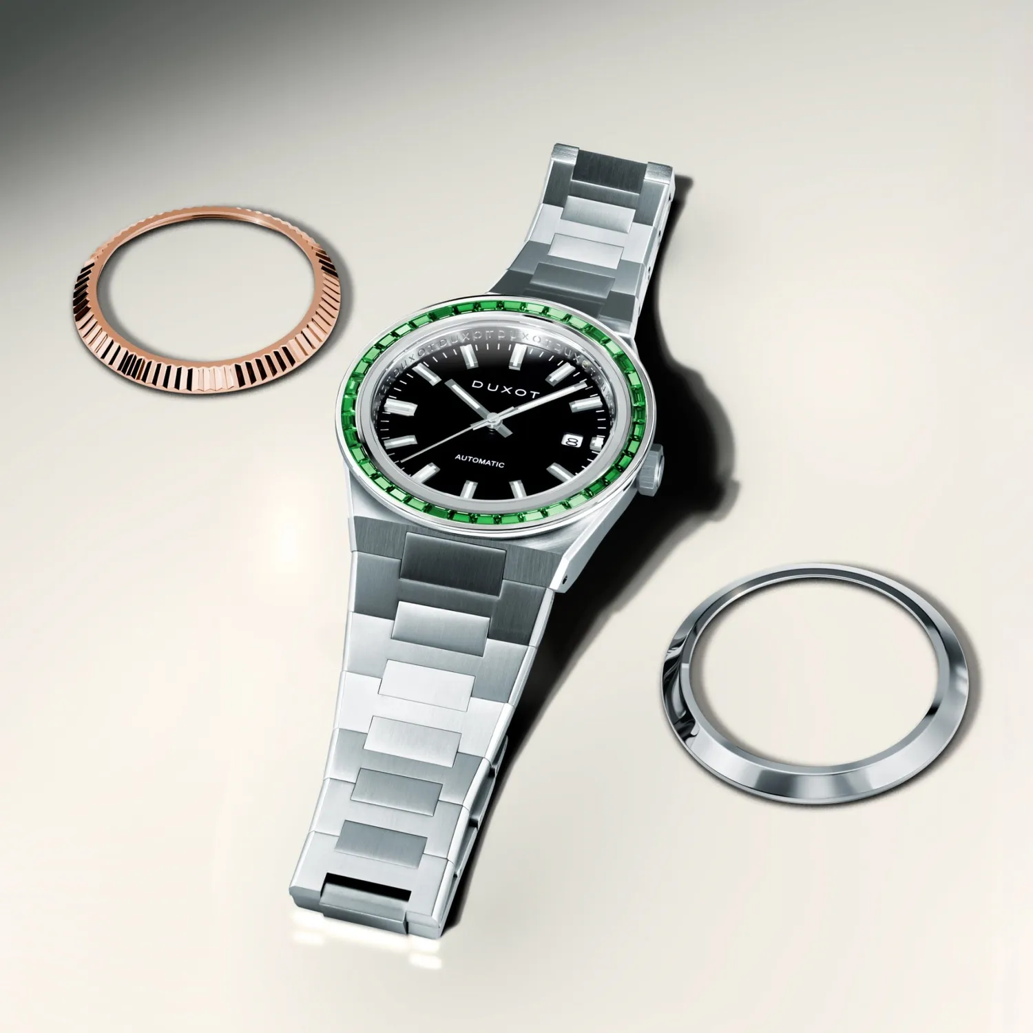 Duxot Alicante Onyx Glow klokke med tre utskiftbare bezeler