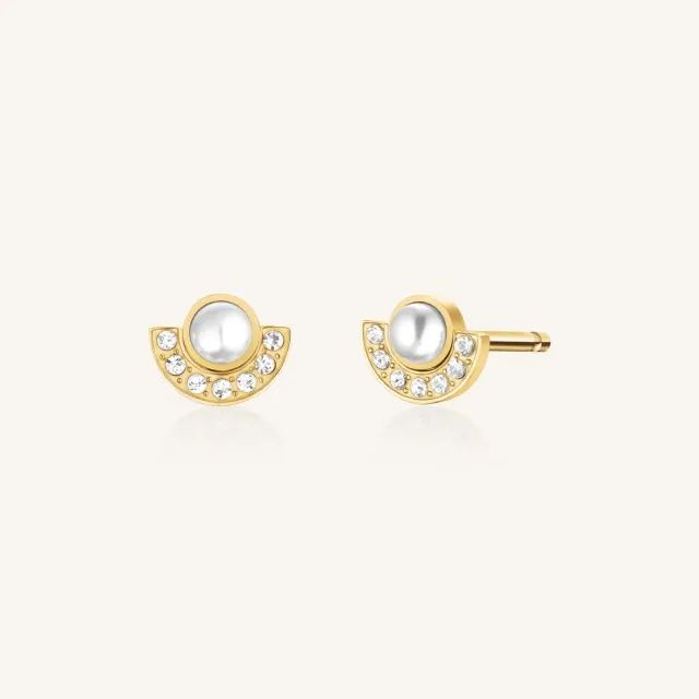 Rosefield Pearl Halo Studs øredobber gullbelagt