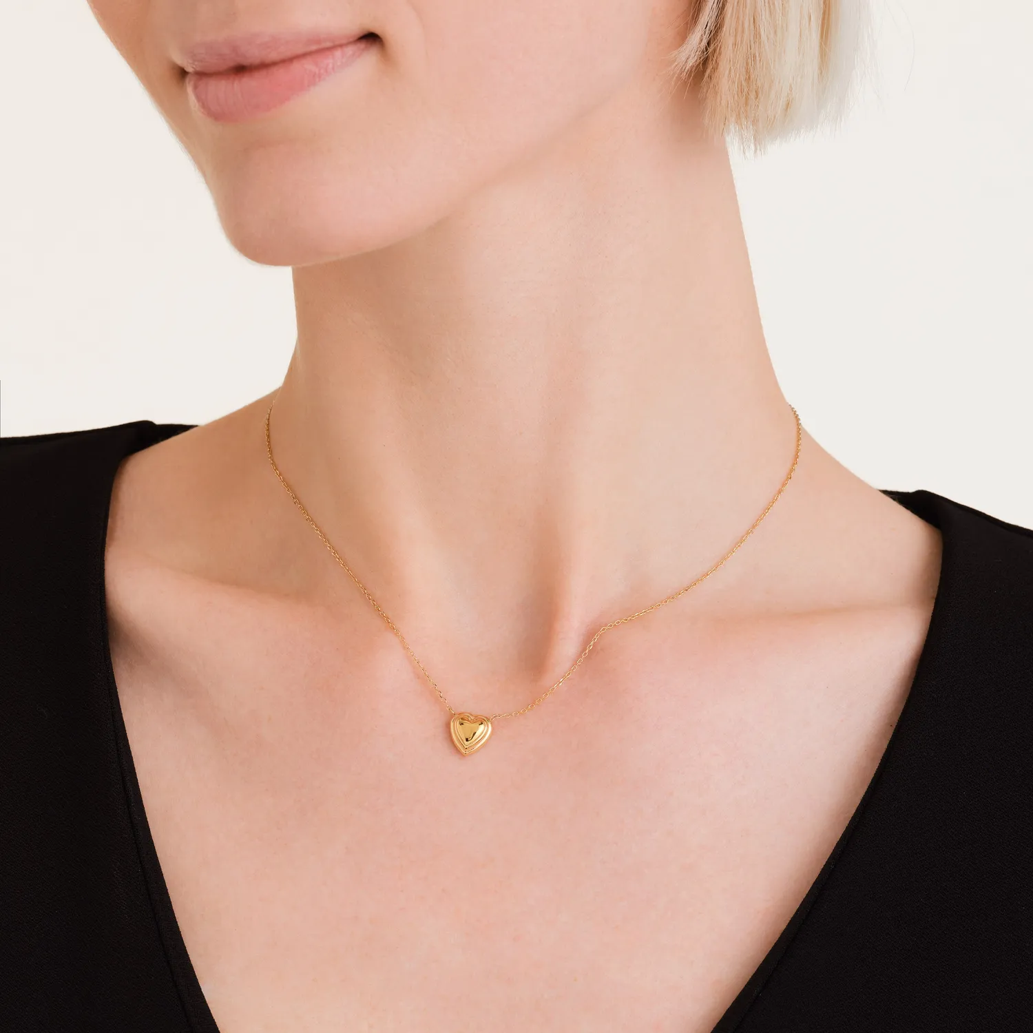 Rosefield Essentials Puffy Heart Necklace halskjede gull