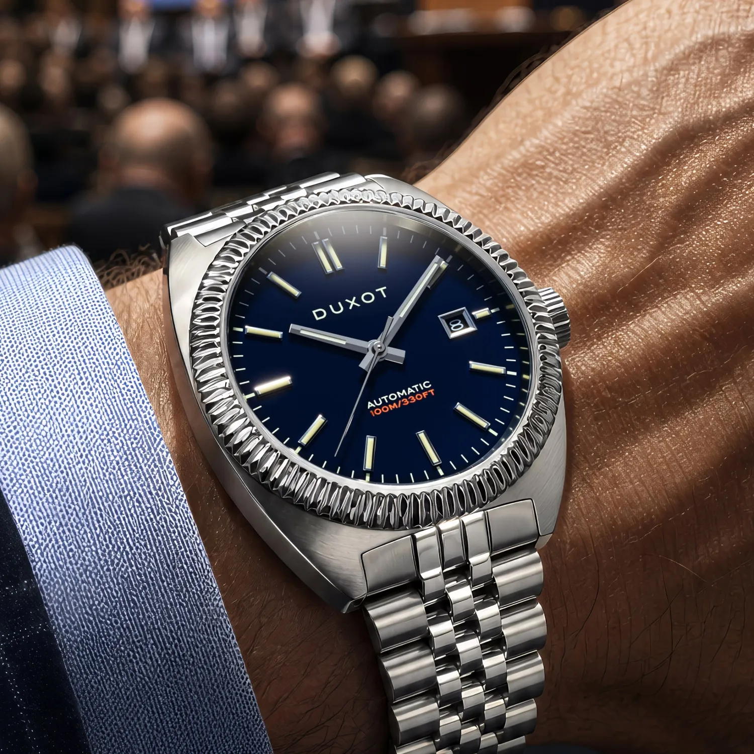 Duxot Siena Blue Horizon automatisk klokke blå 40 mm