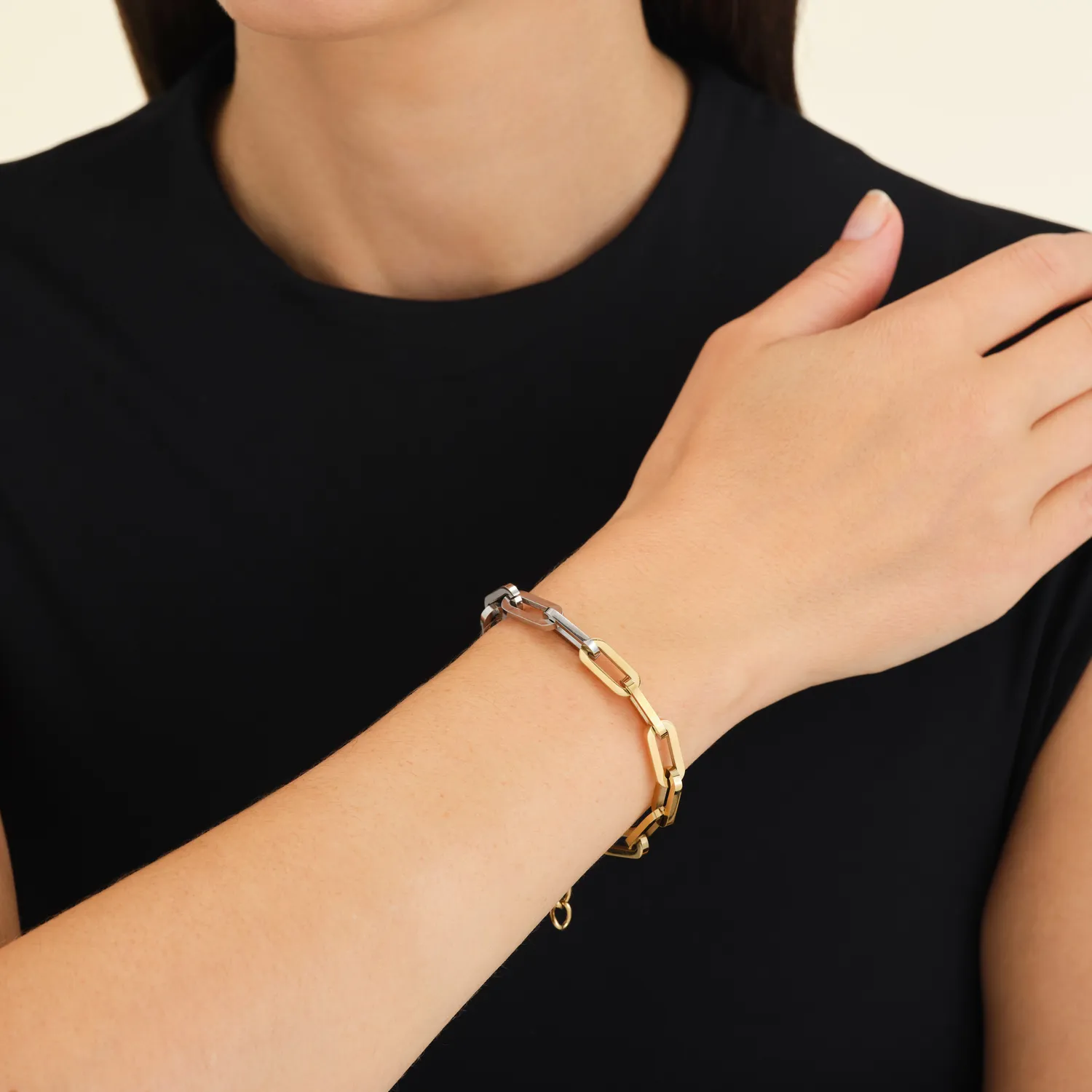 Rosefield Duotone Chain Bracelet armbånd gull og sølv 16,5–19,5 cm