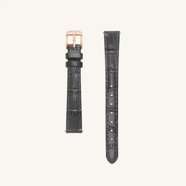 Rosefield Grey Leather Strap klokkerem 12 mm lysegrå skinn