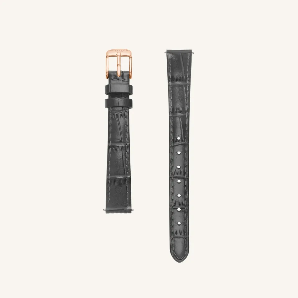 Rosefield Grey Leather Strap klokkerem 12 mm lysegrå skinn
