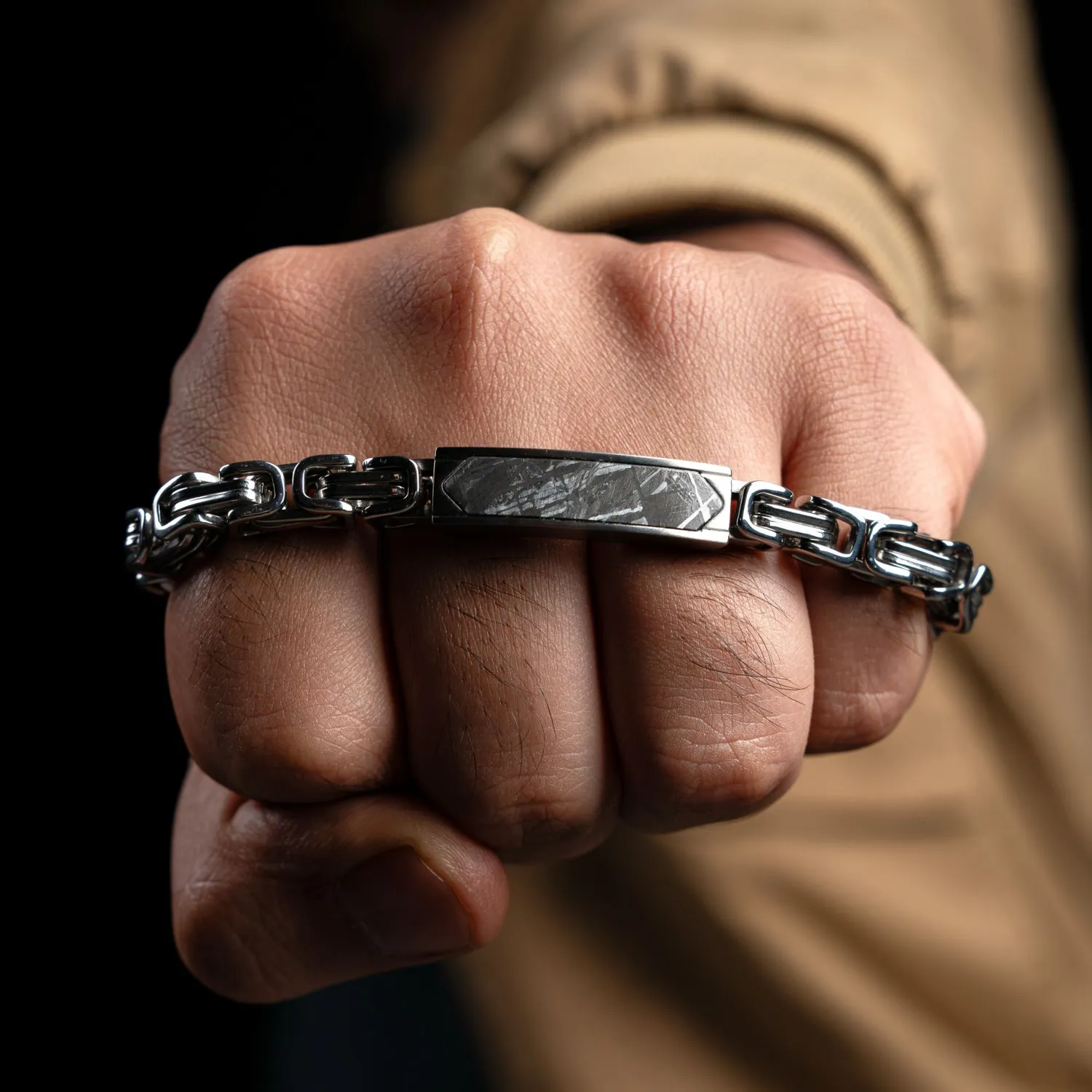 Duxot Accelero Sandy Silver Meteorite armbånd sølv meteoritt