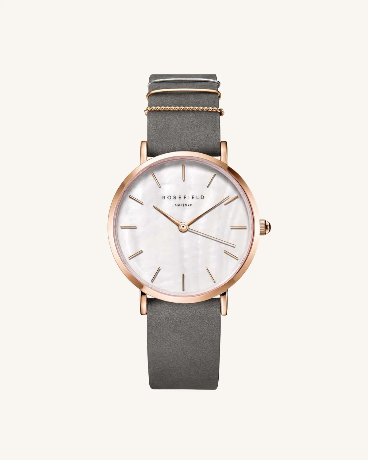 Rosefield West Village Grey klokke med ekstra meshrem gavesett