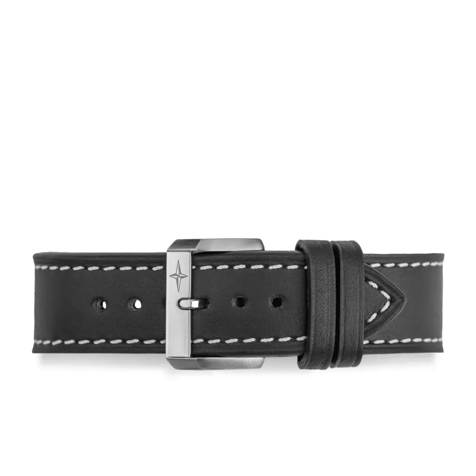 DAVOSA Calfskin Leather Black klokkerem 20 mm sort kalveskinn