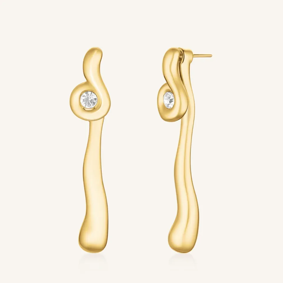 Rosefield Wave Convertible Studs øredobber gull 2-i-1