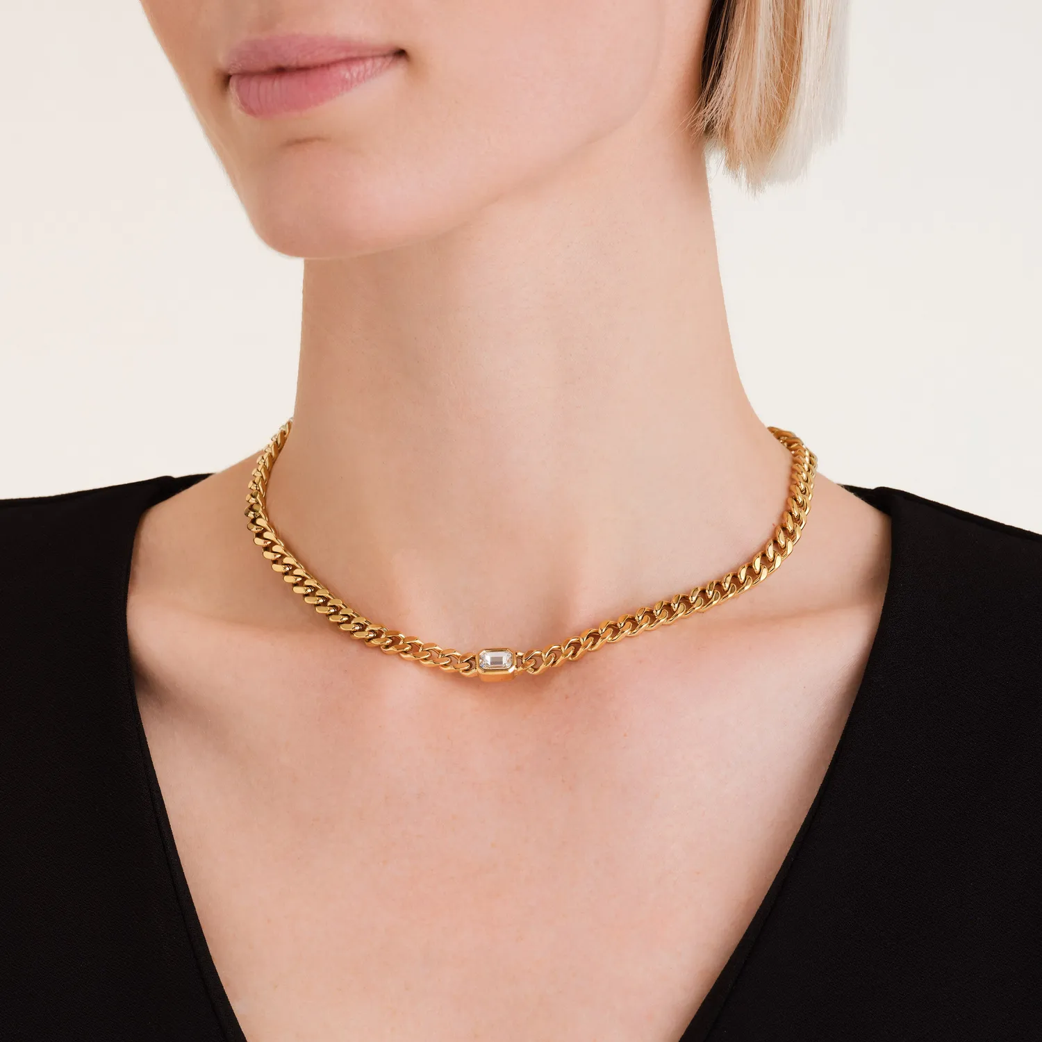 Rosefield Octagon Choker halskjede gull 38–44 cm