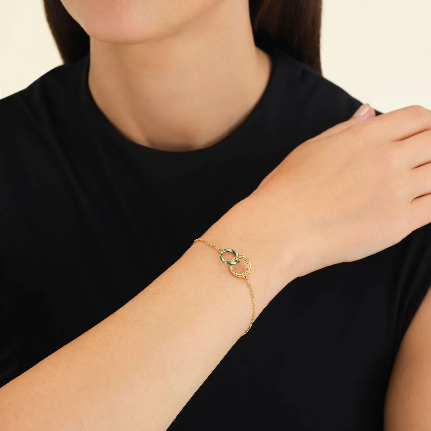 Rosefield Emerald Duo Bracelet armbånd grønn emalje 16,5–19,5 cm
