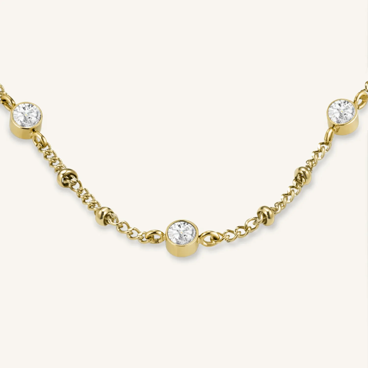 Rosefield Multi Crystal Necklace halskjede 41–45 cm gullbelagt