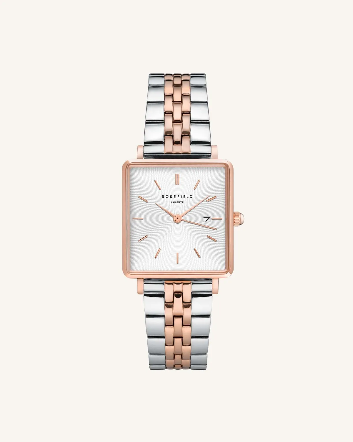 Rosefield Silver Rose gold Strap klokkerem 16 mm sølv og roségull