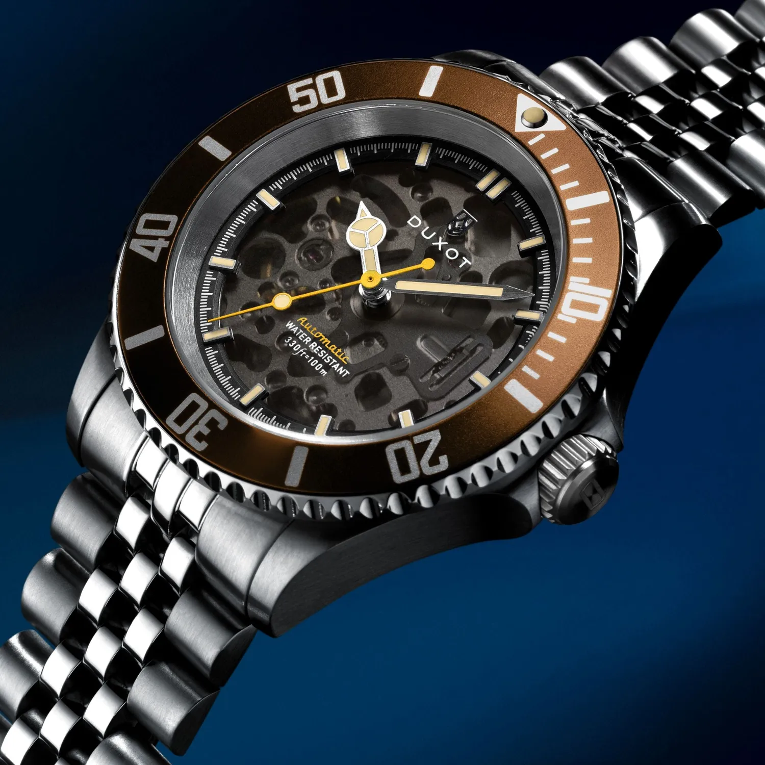 Duxot Atlantica Burnt Almond skeleton dykkerklokke automatisk 100 m