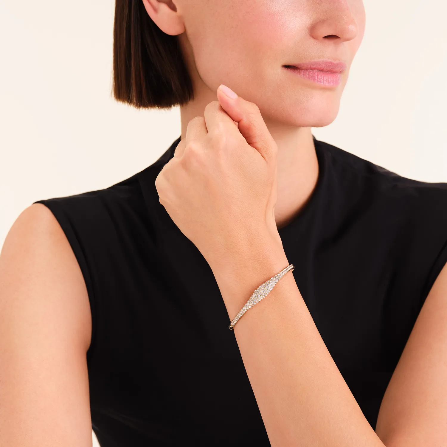 Rosefield Essentials Pave Bangle armbånd gullfarget stål