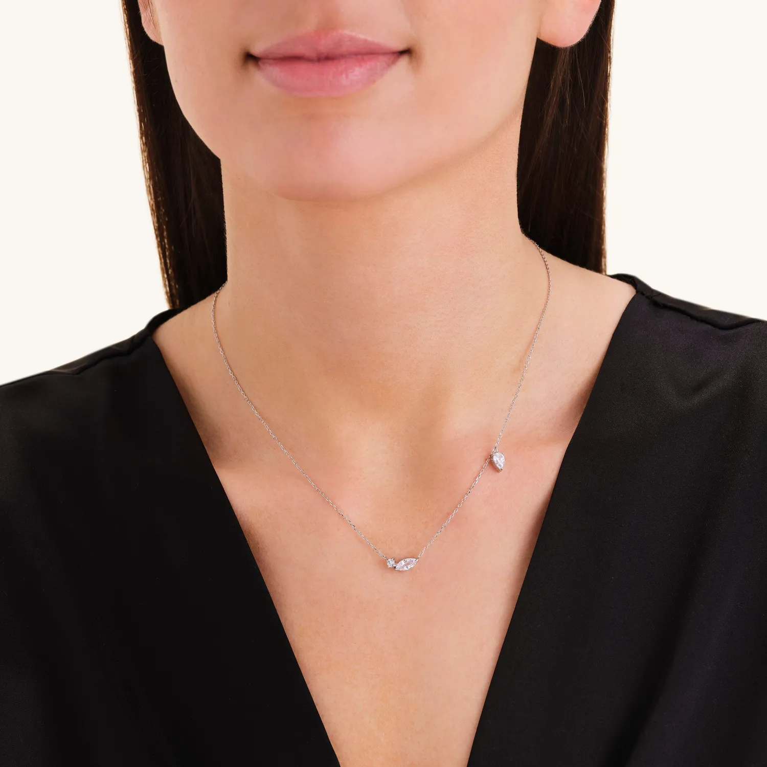 Rosefield Essentials Mixed Crystals Necklace halskjede gull sølv