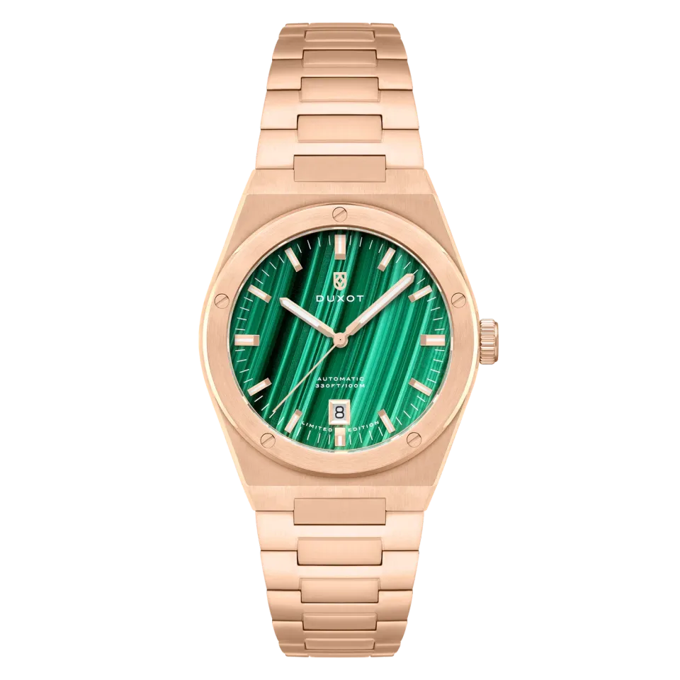 Duxot Bastia Malachite automatisk klokke naturstein