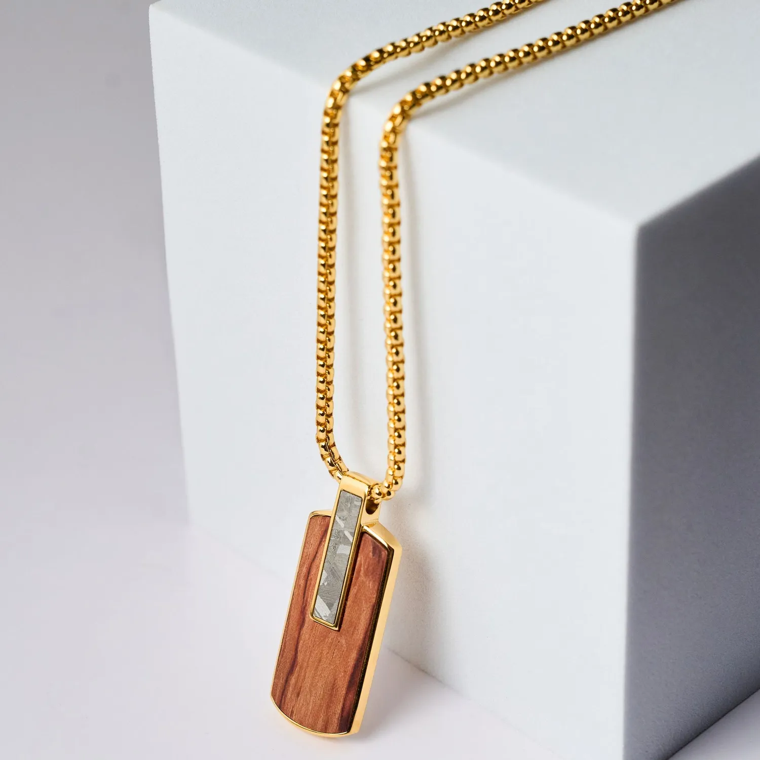 Duxot Atlantica Dog Tag anheng Wood Meteorite meteorittinnlegg