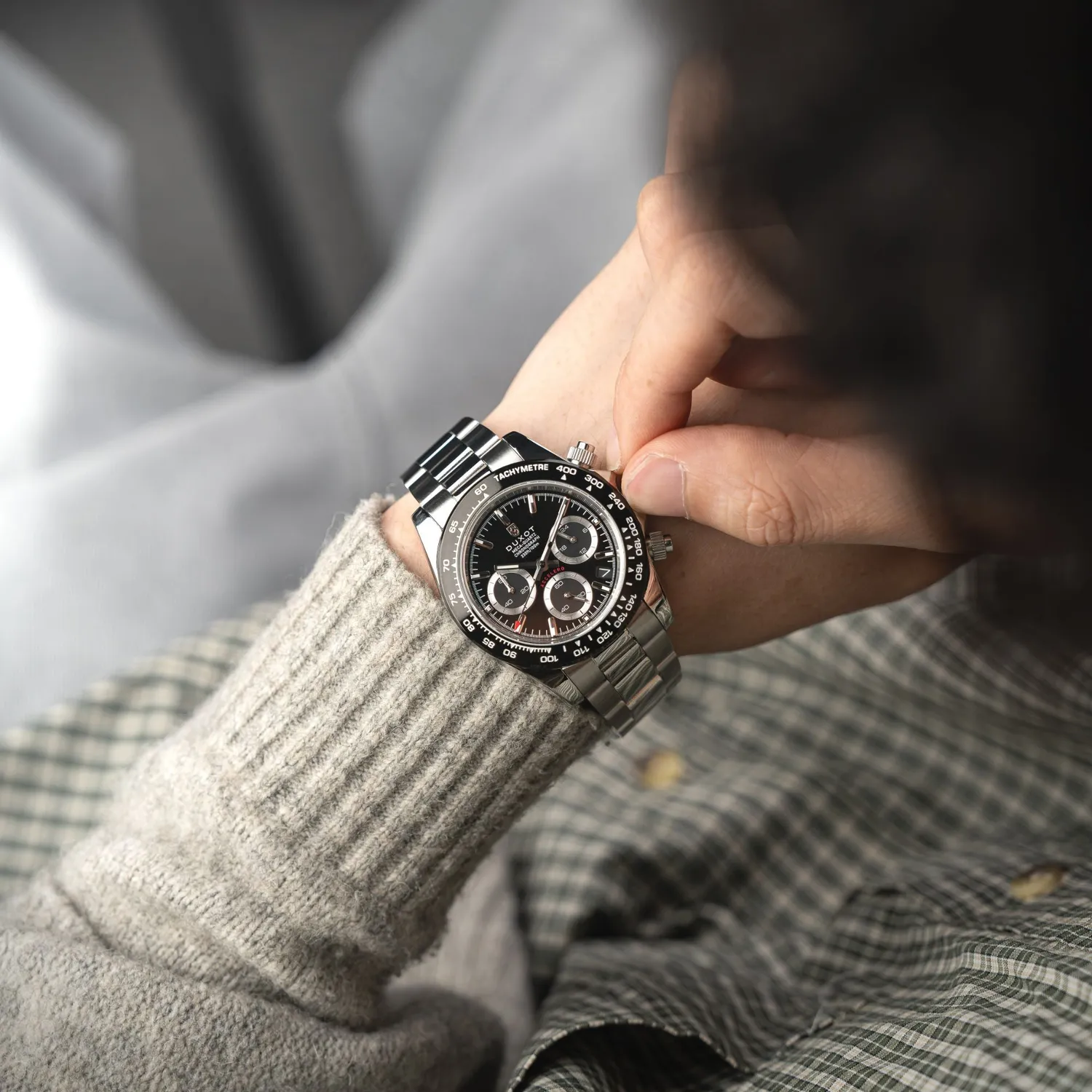 Duxot Accelero Chronograph kronograf Pitch Black 40 mm
