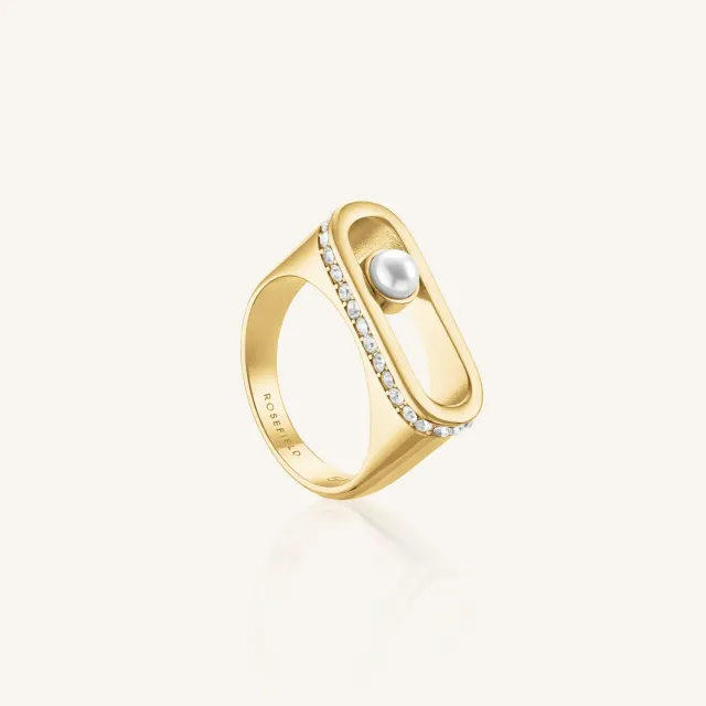 Rosefield Pearl Crystals Ring ring gull størrelse 48