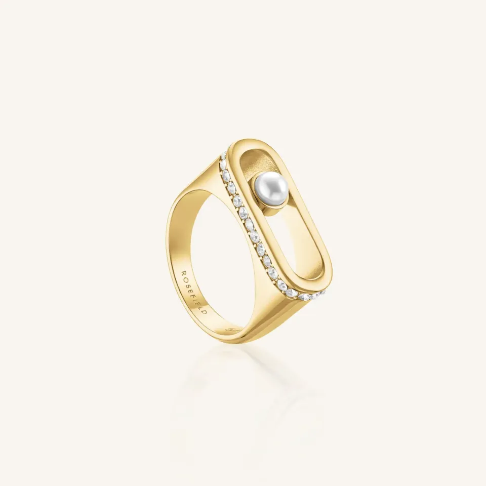 Rosefield Pearl Crystals Ring ring gull størrelse 48