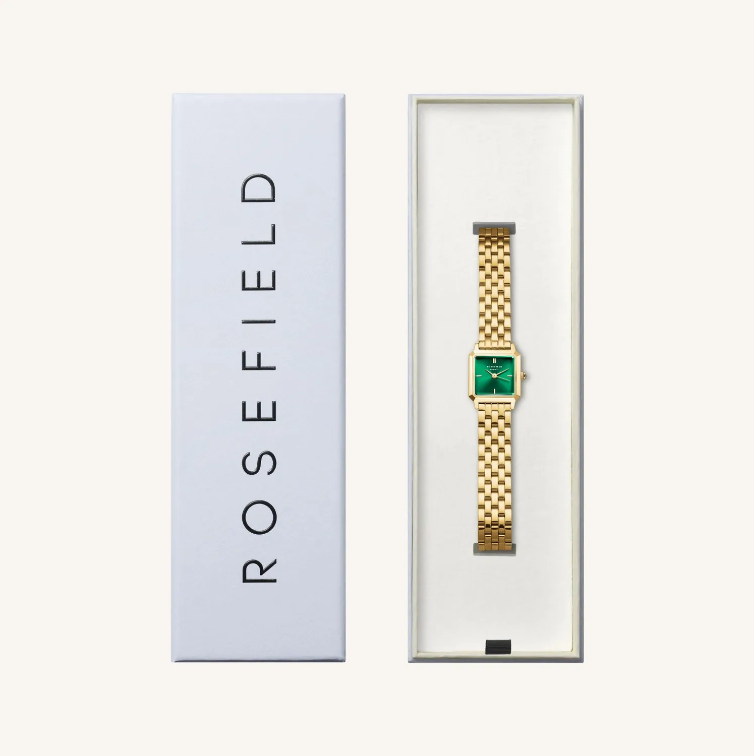 Rosefield Boxelle Boxelle Emerald klokke gull 19,5 mm grønn