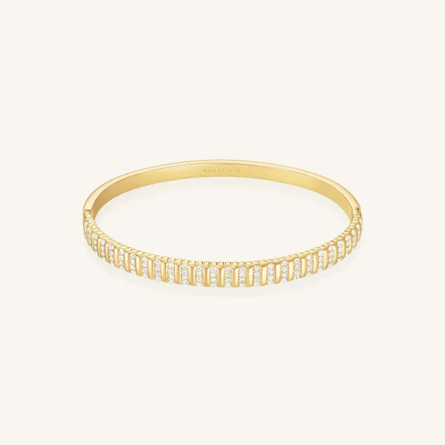 Rosefield Striped Pave Bangle armring gullbelagt stål 6 x 5 cm