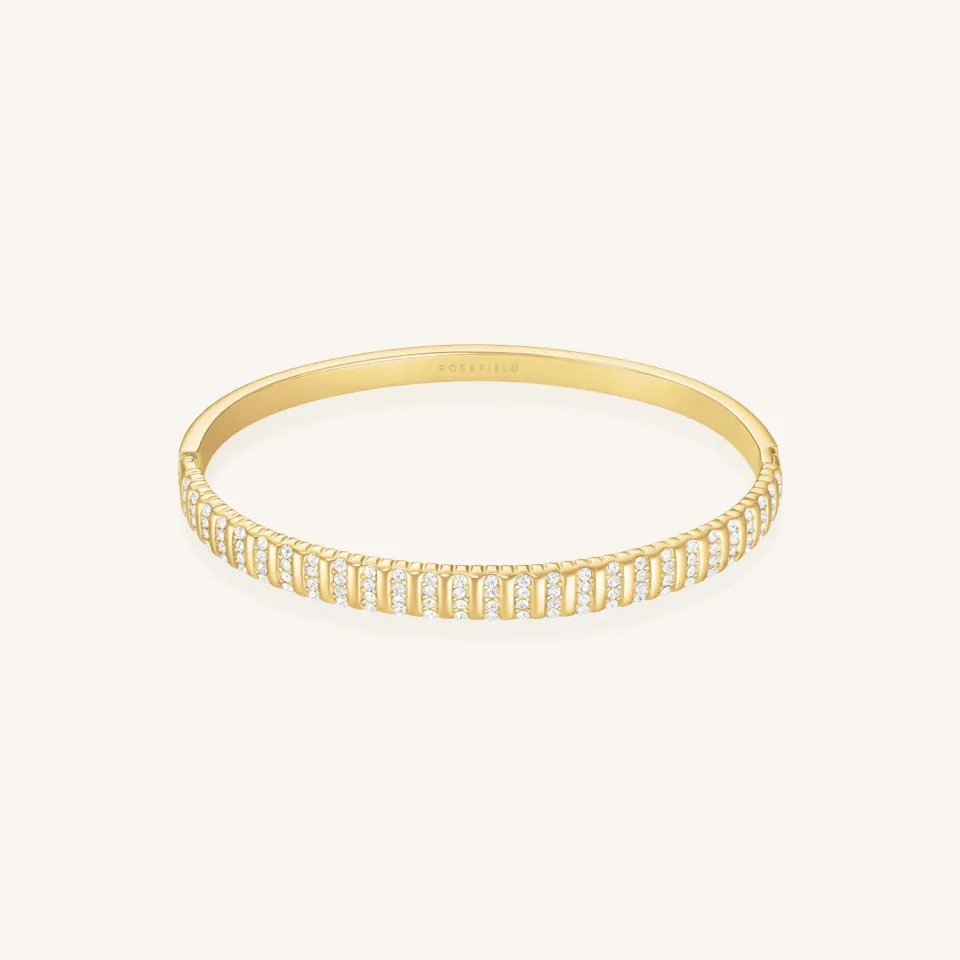 Rosefield Striped Pave Bangle armring gullbelagt stål 6 x 5 cm