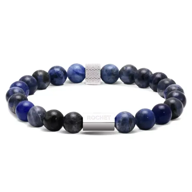 Perfekt Ur Zen RB Zen bracelet 8mm beads lapis lazuli and knurled steel armbånd