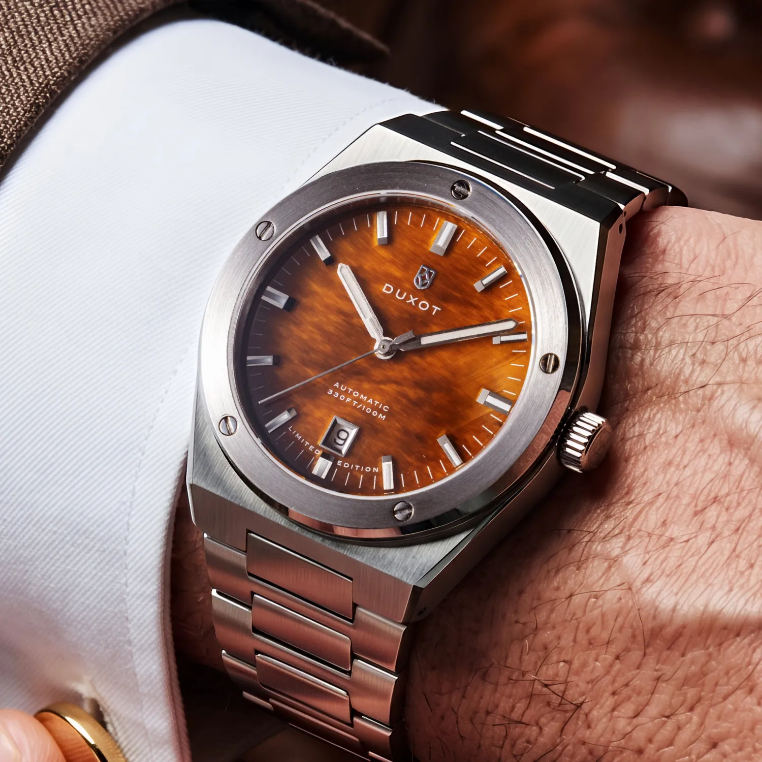 Duxot Bastia Tiger Eye klokke med natursteinskive