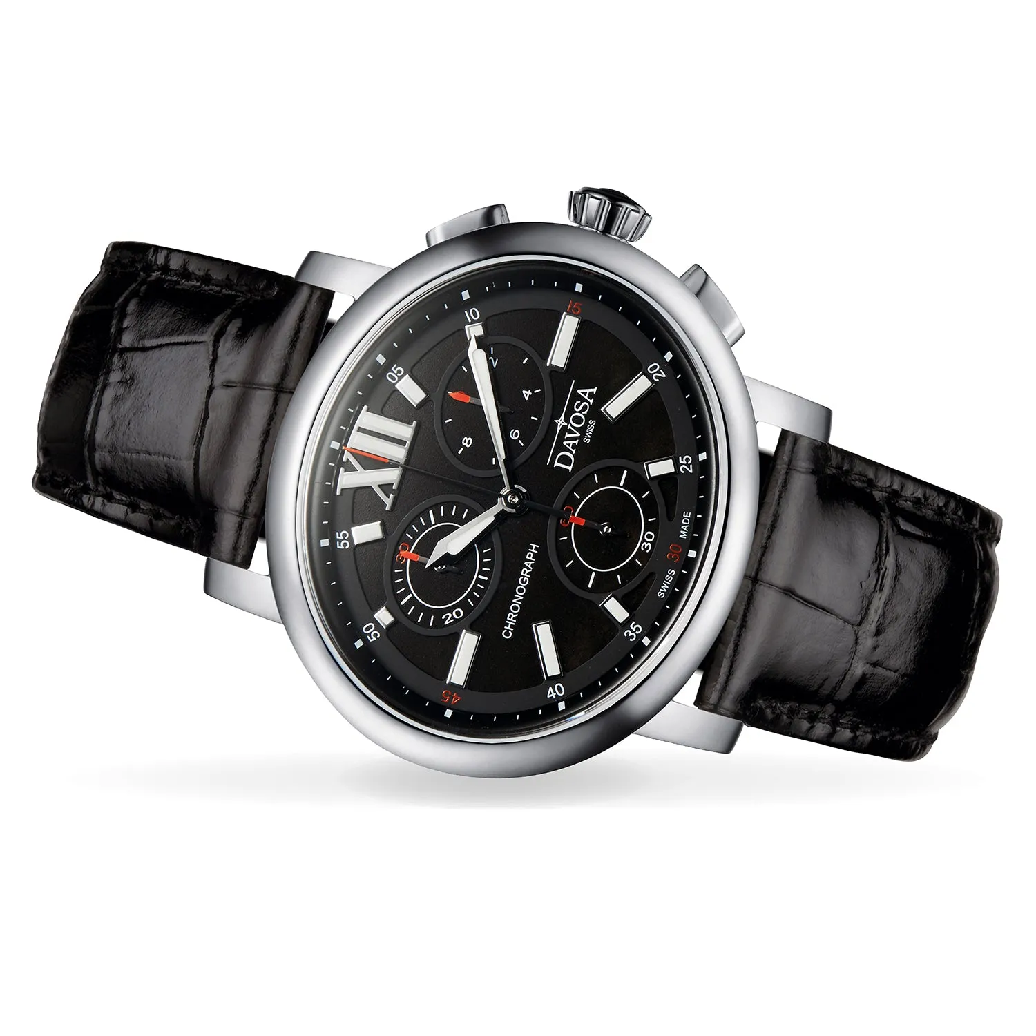 DAVOSA Oval Edition quartz dameklokke med perlemor