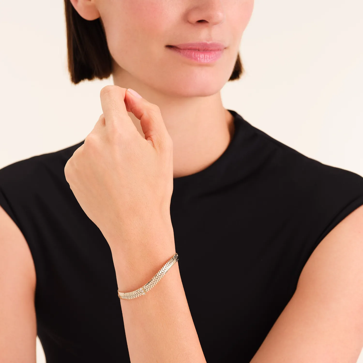 Rosefield Crystal Snake Bracelet armbånd gull og sølv 16,5–19,5 cm