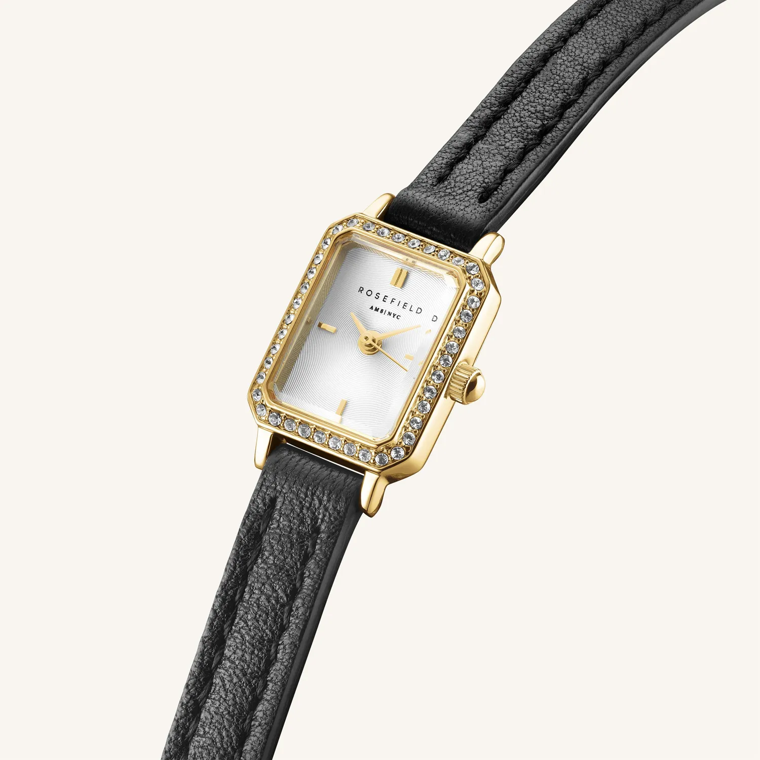Rosefield Studio Choker Leather klokke svart skinnrem