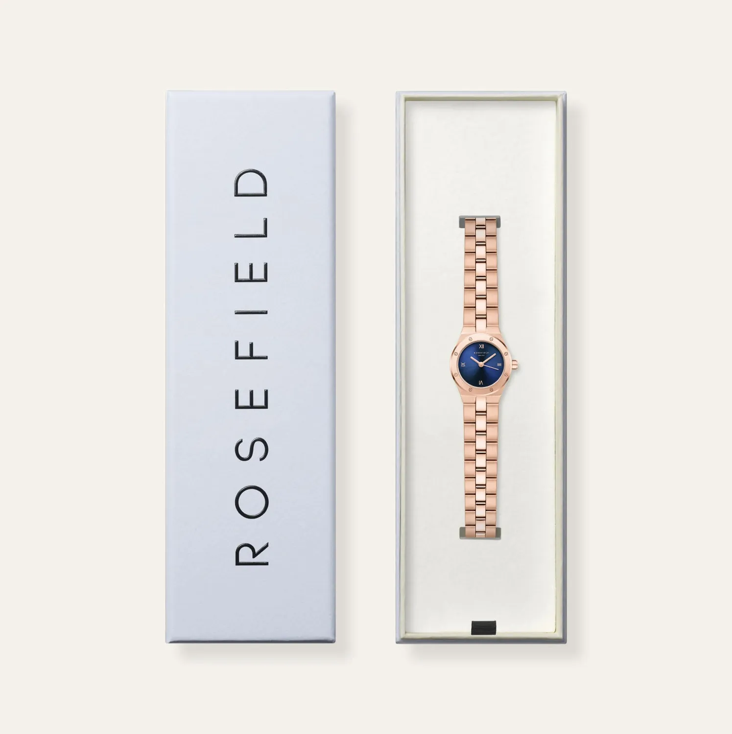 Rosefield Rose XS klokke 24 mm rosegull mørkeblå