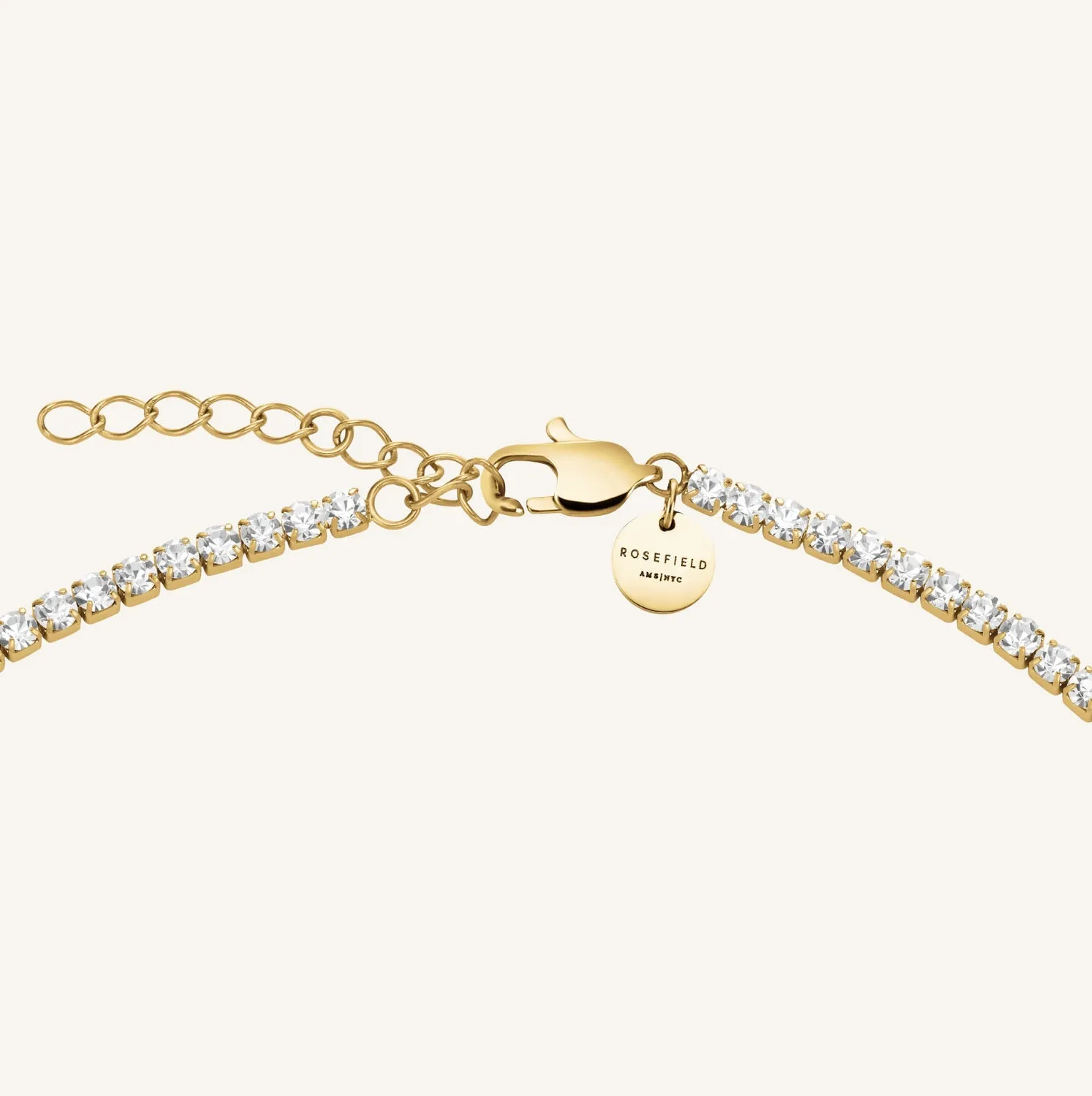 Rosefield Tennis Necklace halskjede gullbelagt 45–49 cm