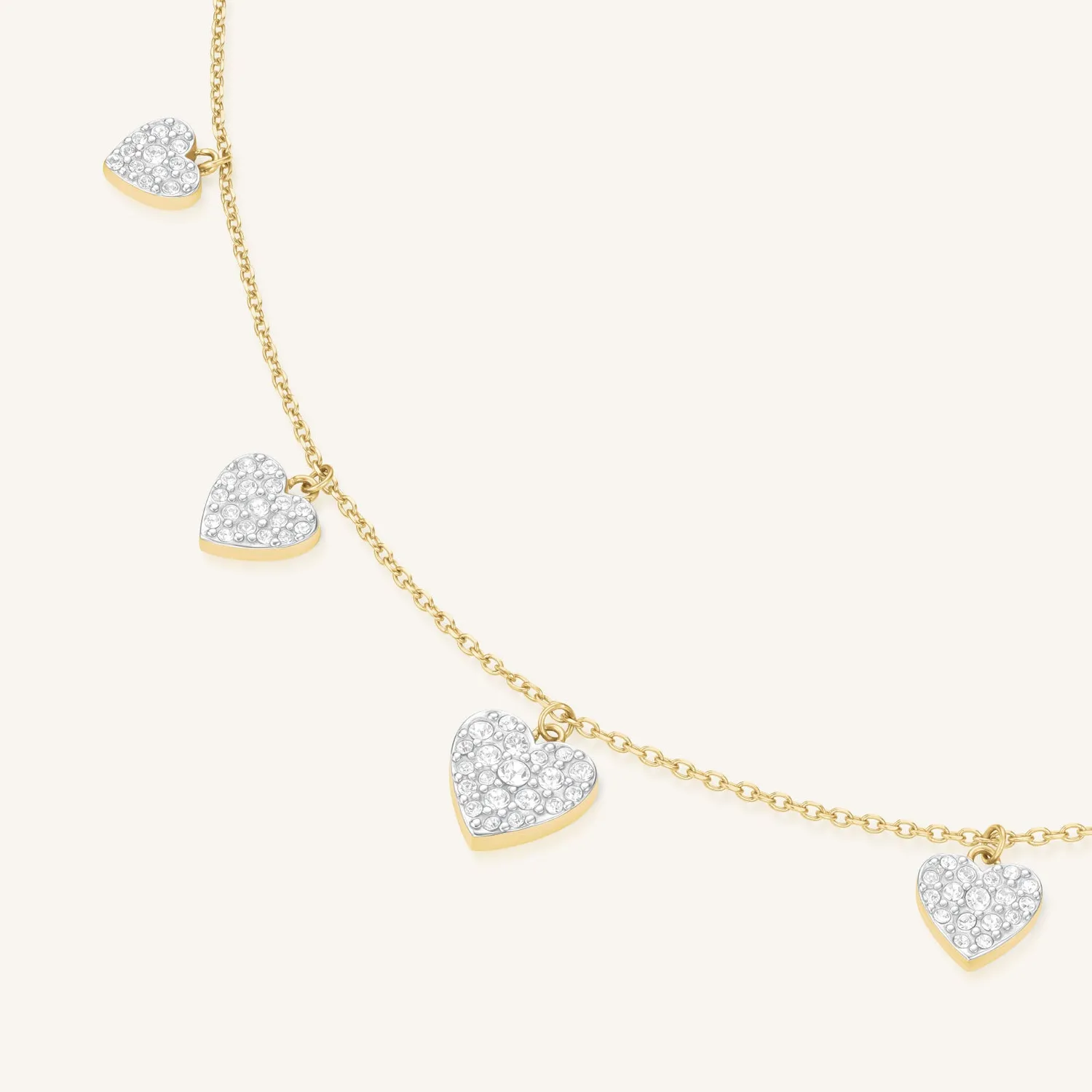 Rosefield Multi Hearts Necklace halskjede gull 42–46 cm