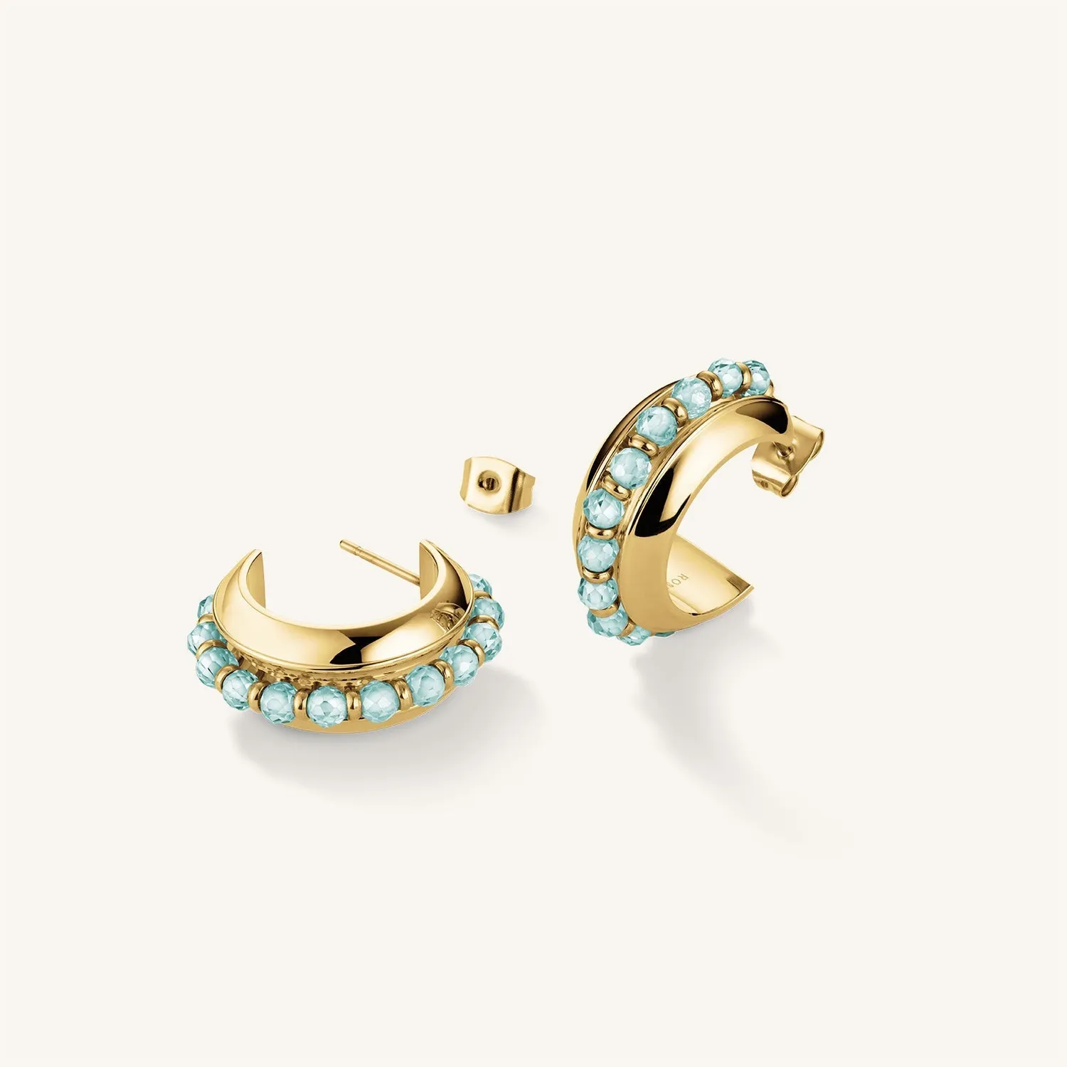 Rosefield Essentials Beads Hoop Blue øredobber gull med blå perle