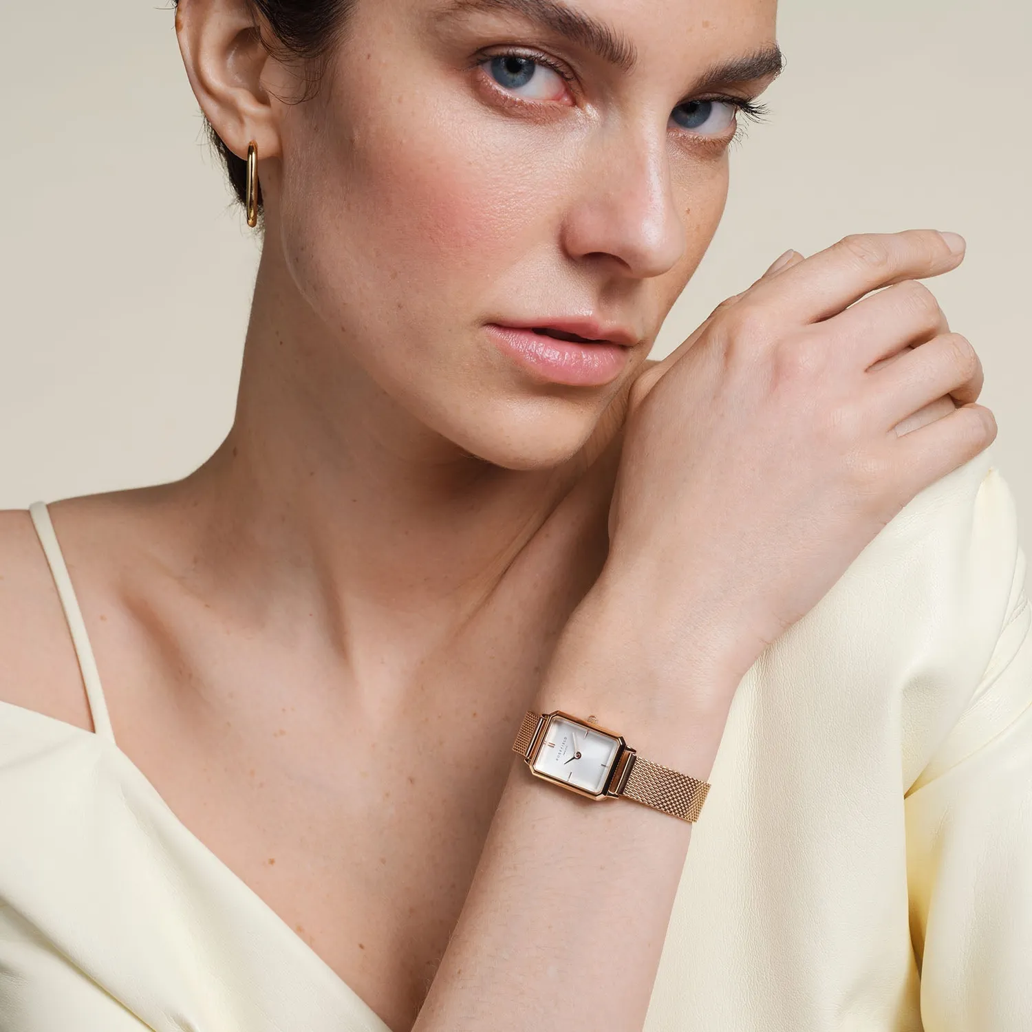 Rosefield Octagon XS Mesh Rose Gold klokke 24 mm meshlenke