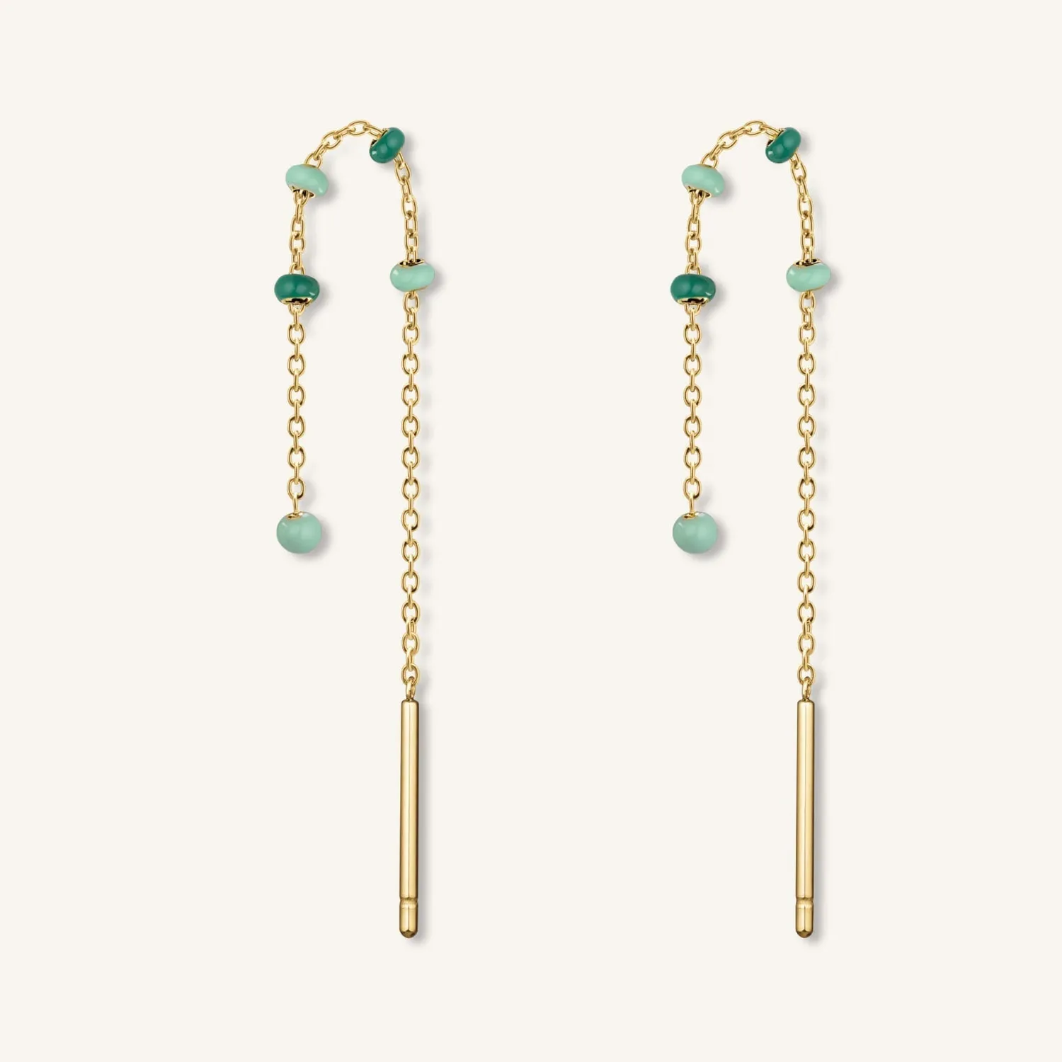 Rosefield Essentials Emerald Dotted Threader Earrings øredobber gull
