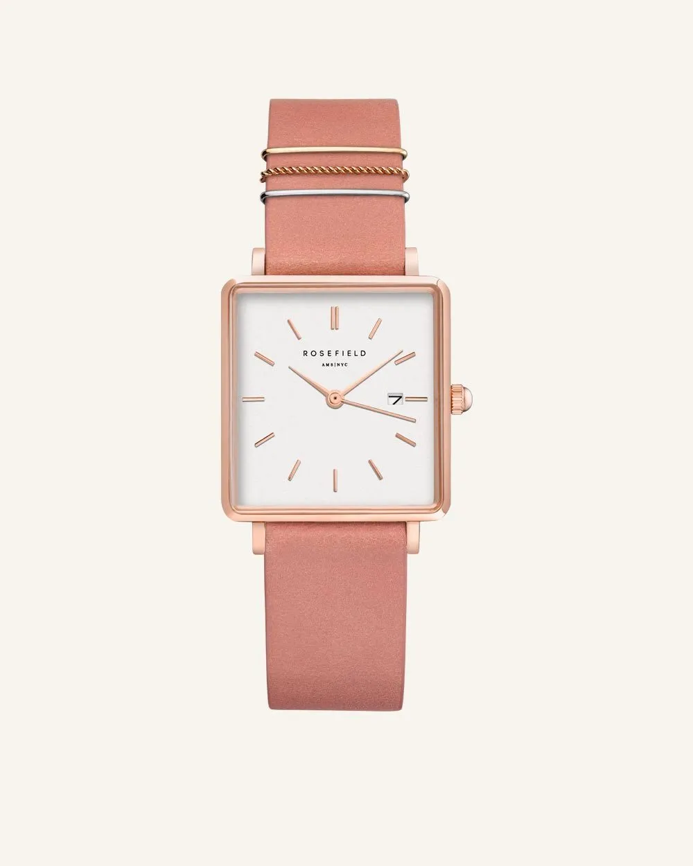 Rosefield Old Pink klokkerem 33 mm 16 mm ekte skinn