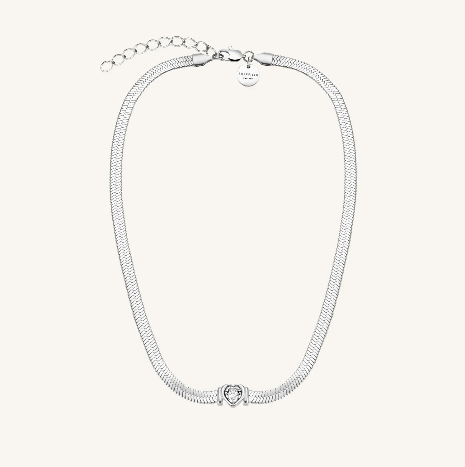 Rosefield Snake Heart Choker-halskjede sølv 38–42 cm i stål