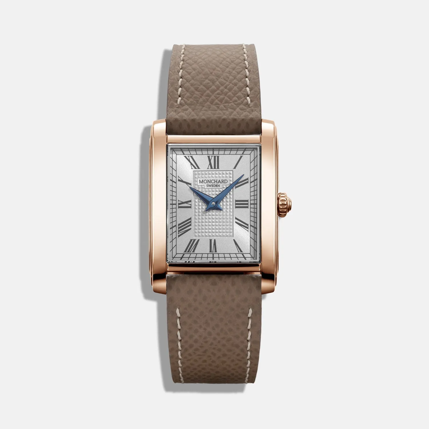 MonChard Classic White on Strap klokke roségull skinnrem