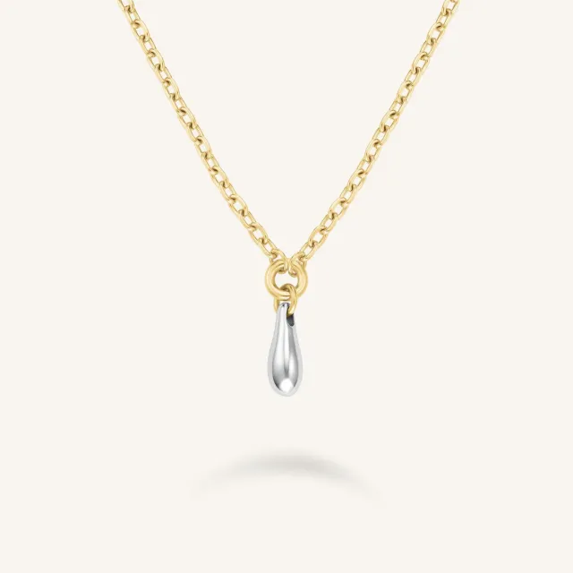 Rosefield Duotone Drop Necklace halskjede gull og sølv 48–52 cm
