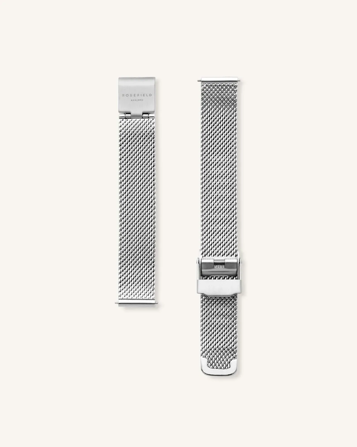 Rosefield Oval Pearl Silver Mesh klokke sølv mesh 24 x 29 mm