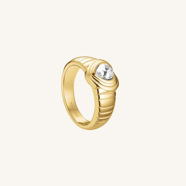 Rosefield Ridged Ring gullring størrelse 54 gullbelagt stål