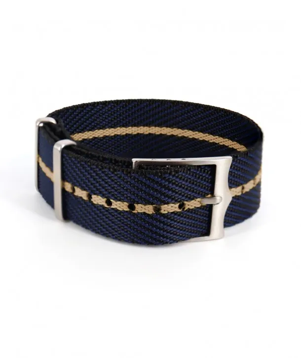 Perfekt Ur NATO blå/beige 20 mm klokkerem i lær