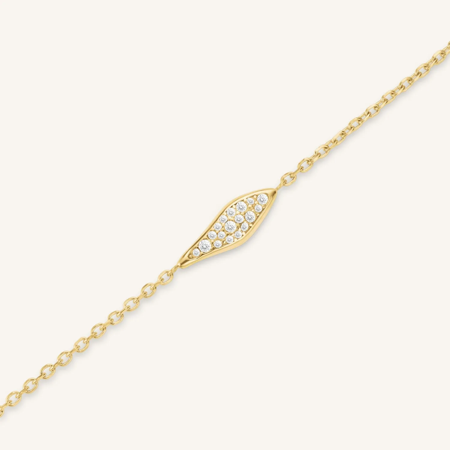 Rosefield Pave Leaf armbånd gullfarget, justerbart