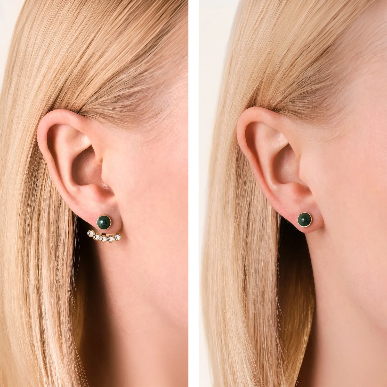 Rosefield Enamel Pave Studs ørestikker gull grønn