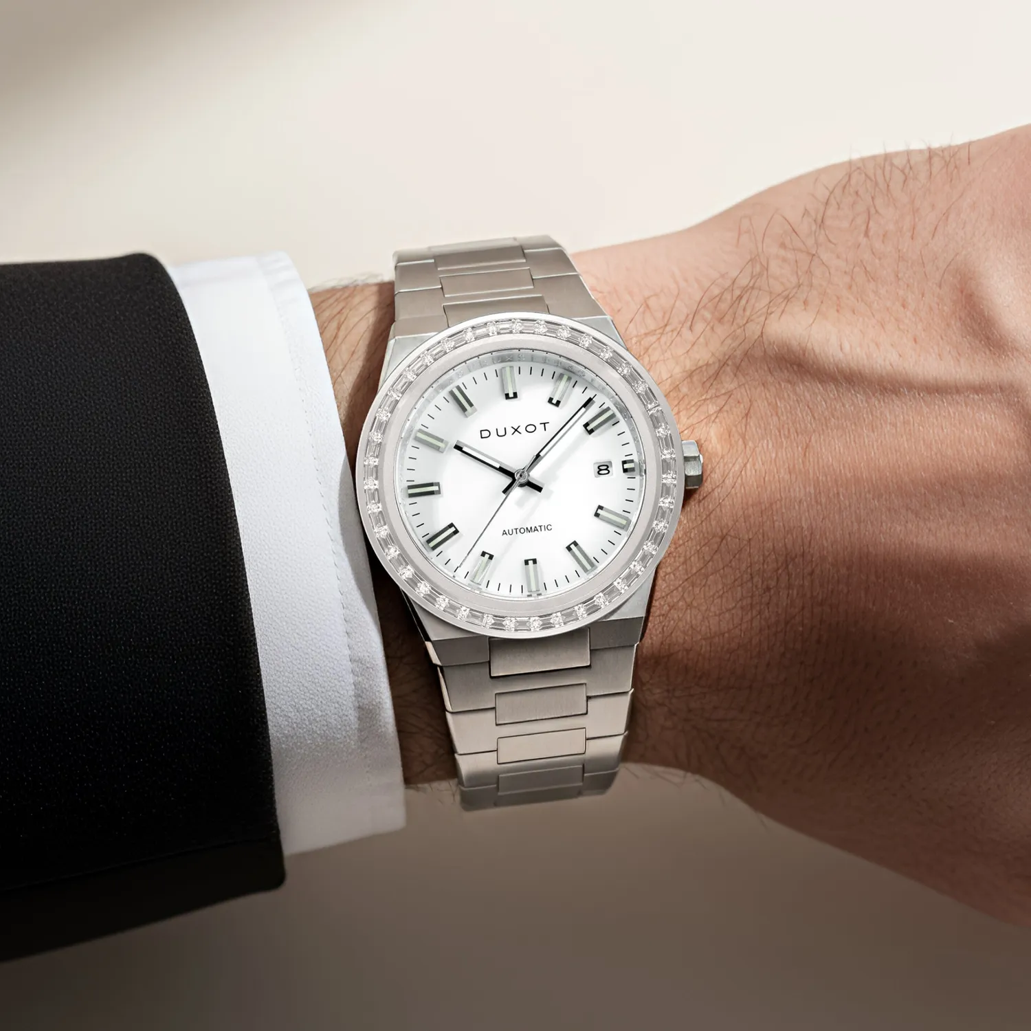 Duxot Alicante White Gleam klokke med tre utskiftbare bezeler