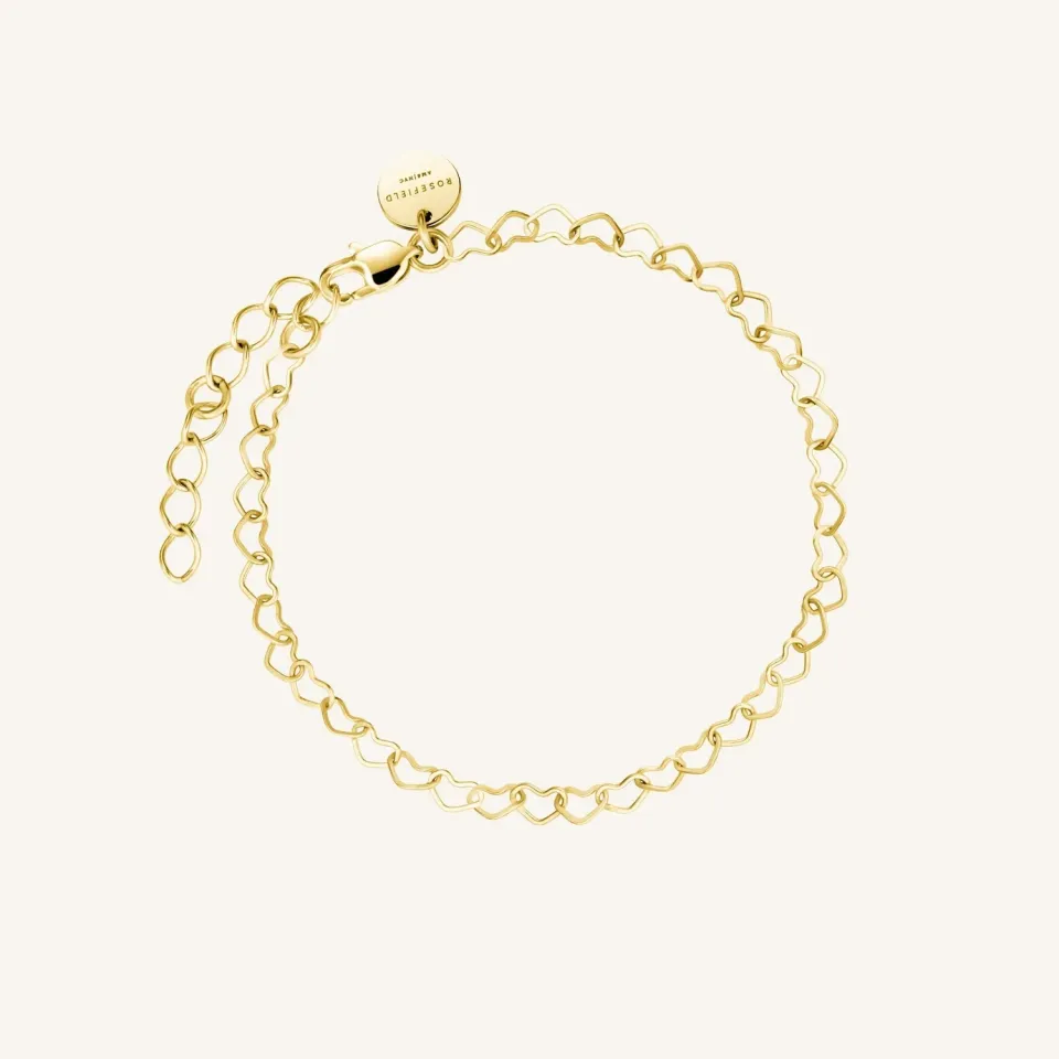 Rosefield Essentials Heart Chain Bracelet armbånd gull og sølv justerbart